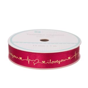 Tasiemka satynowa dpCraft Love Czerwona, 15mm x 5m